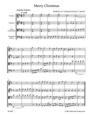 Merry Christmas for Strings - Speckert - String Ensemble - Score/Parts