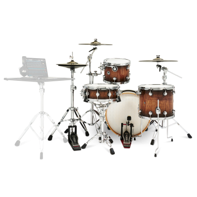DWe 4-Piece Drumset with Cymbals and Hardware - Candy Black Burst Over Curly Maple