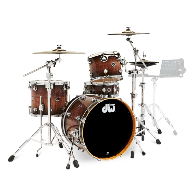 Drum Workshop - DWe 4-Piece Drumset with Cymbals and Hardware - Candy Black Burst Over Curly Maple
