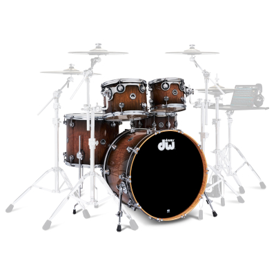 Drum Workshop - DWe 5-Piece Shell Pack (22,10,12,16,SD) - Candy Black Burst Over Curly Maple