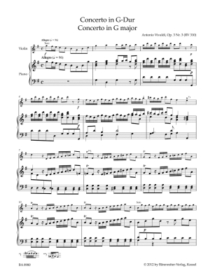 Concerto in G major op. 3/3 - Vivaldi/Sassmannshaus - Violin/Piano - Sheet Music
