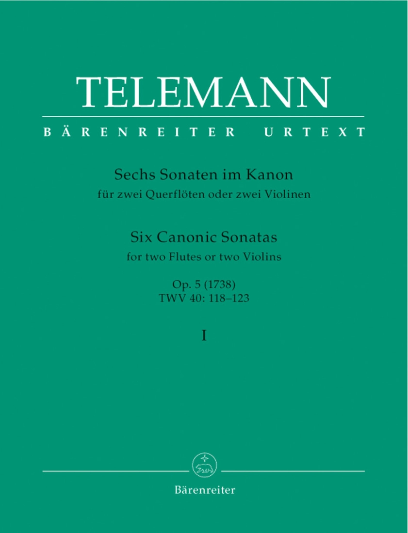 Six Canonic Sonatas, op. 5 TWV 40: 118-120 Volume 1 - Telemann/Hausswald - 2 Flutes or 2 Violins - Book