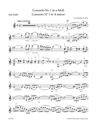 Concerto no. 1 in A minor - Accolay/Sassmannshaus - Violin/Piano - Book