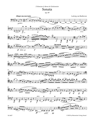 Sonata in A major op. 69 (Jubilee Edition) - Beethoven/Del Mar - Cello/Piano - Book