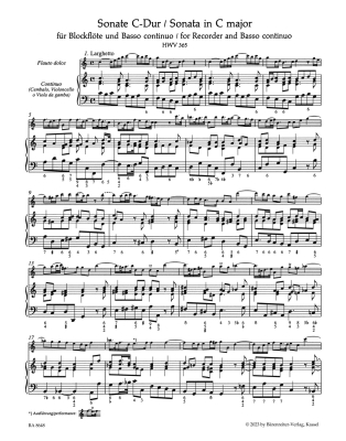 Sonata in C major (HWV 365) (Jubilee Edition) - Handel/Schmitz/Best - Flute/Basso Continuo - Book
