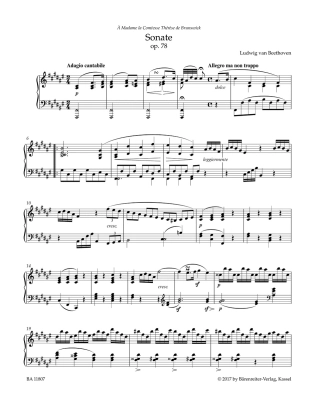 Sonata in F-sharp major op. 78 - Beethoven/Del Mar - Piano - Book