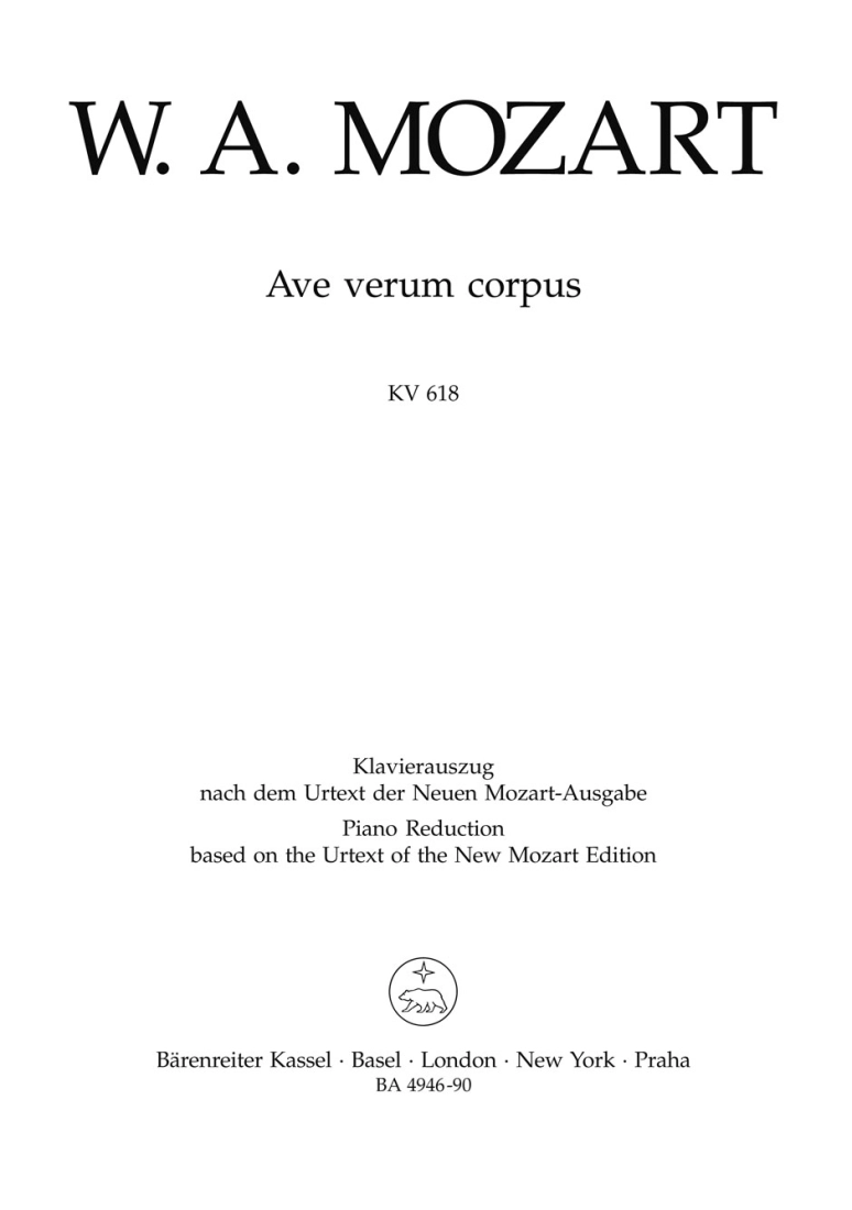 Ave verum corpus K. 618, Motet - Mozart/Federhofer - SATB