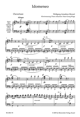 Idomeneo K. 366 (Dramma per musica in three acts) - Mozart/Heartz - Vocal Score - Book