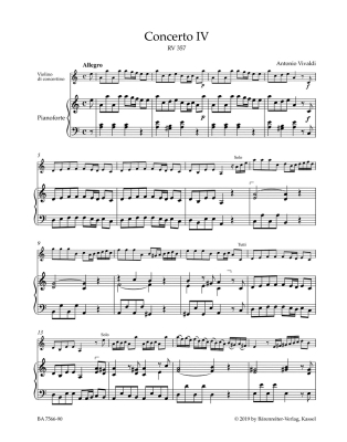 La Stravaganza op. 4 (Twelve Concertos for Violin, Strings and Basso continuo), Volume I: Concertos I-VI - Vivaldi/Schwemer - Violin/Piano - Book