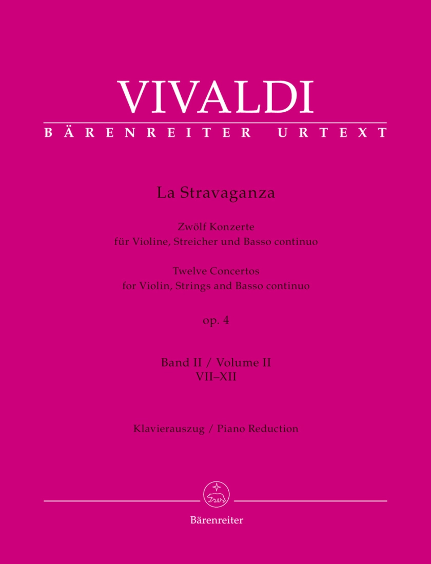 La Stravaganza op. 4 (Twelve Concertos for Violin, Strings and Basso continuo), Volume II: Concertos VII-XII - Vivaldi/Schwemer - Violin/Piano - Book