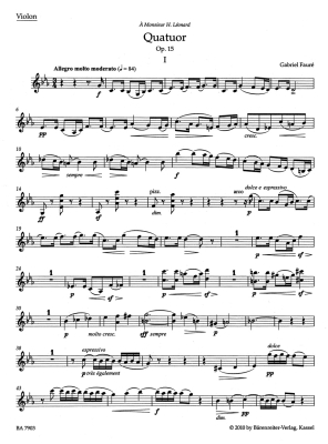 Quartet in C minor op. 15 N 48 - Faure/Herlin - Violin/Viola/Cello/Piano - Parts Set