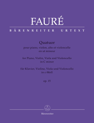 Baerenreiter Verlag - Quatuor en ut mineur, opus 15N48 Faure, Herlin Violon, alto, violoncelle et piano Ensemble complet de partitions