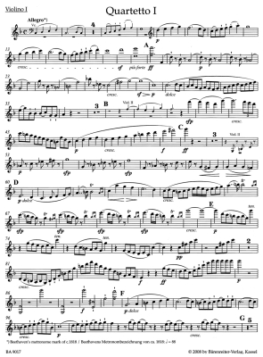 String Quartets op. 59 - Beethoven/Del Mar - 2 Violins/Viola/Cello - Parts Set