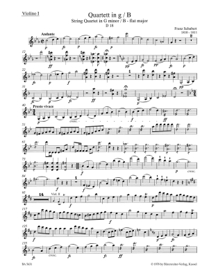 String Quartets II D 18, 32, 36, 68 - Schubert/Chusid - Parts Set