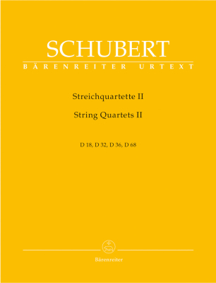 Baerenreiter Verlag - Quatuors  cordesII (D 18, 32, 36, 68) Schubert, Chusid Ensemble complet de partitions