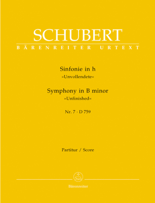 Baerenreiter Verlag - Symphony no. 7 in B minor D 759 Unfinished - Schubert/Aderhold - Full Score - Book