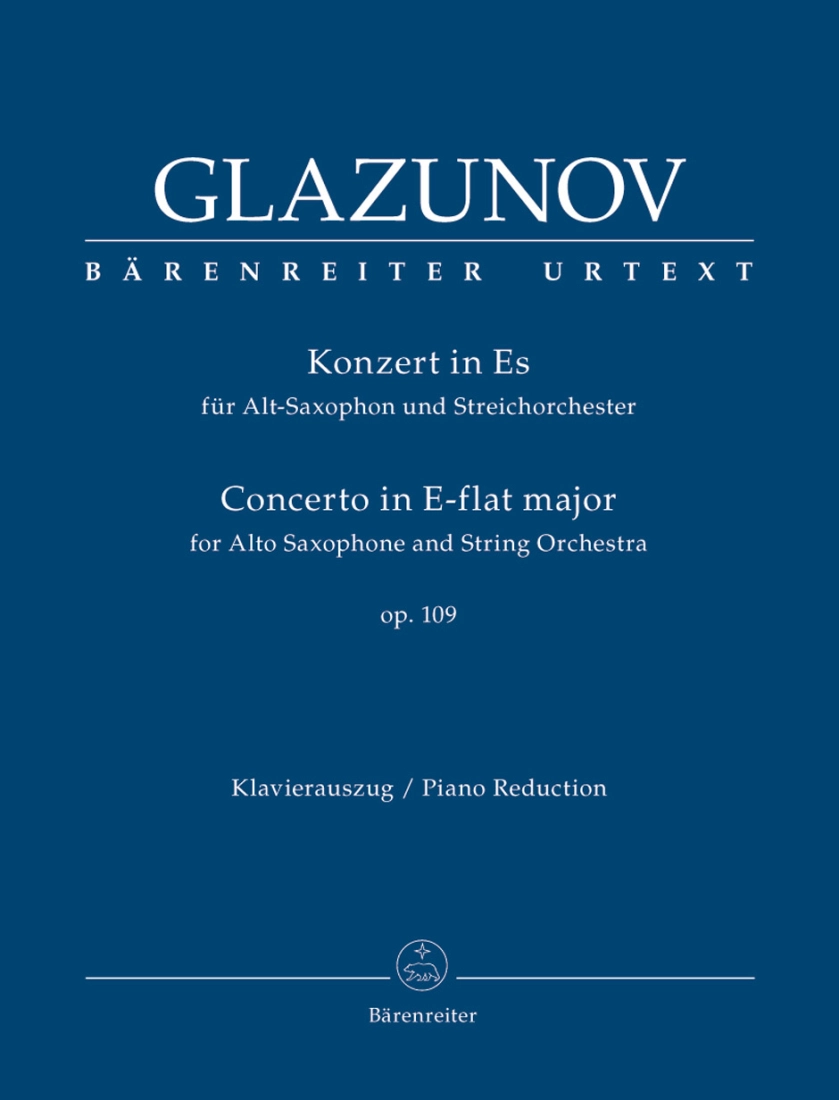 Concerto in E-flat major op. 109 - Glazunov/Back/Woodfull-Harris - Alto Saxophone/Piano Reduction - Book