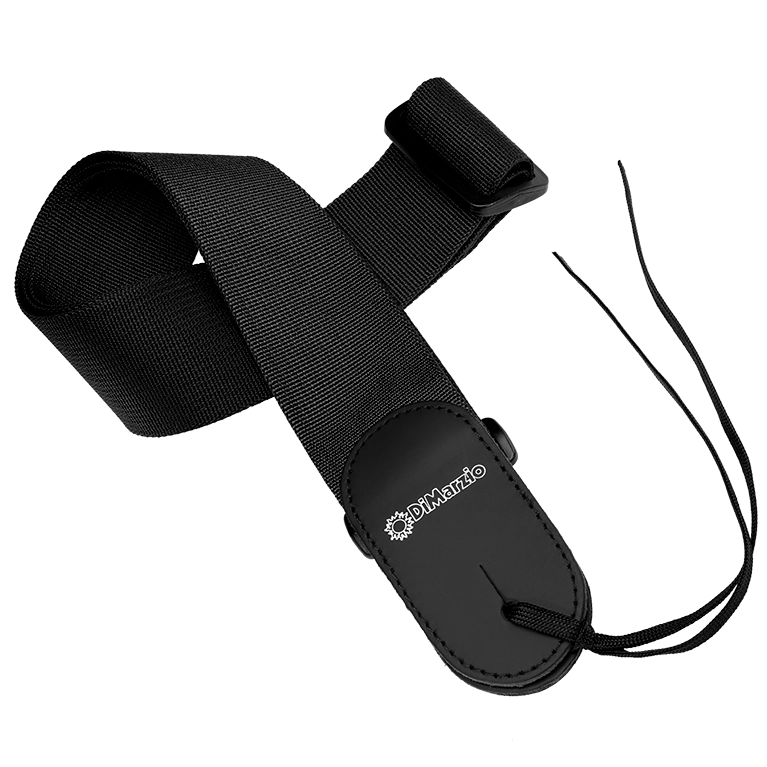 Cordura Guitar Strap with Leather Ends - Black