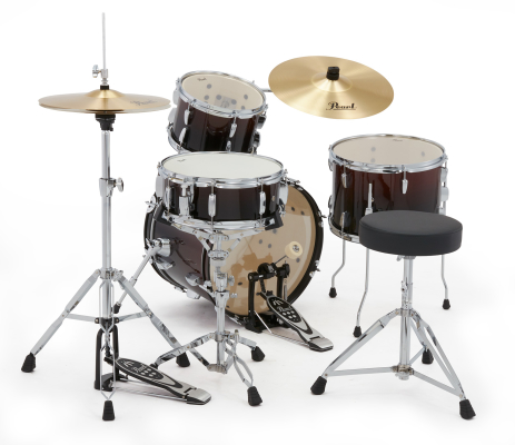 Roadshow Complete Drum Kit (18,10,14,SD) with Hardware and Cymbals - Garnet Red