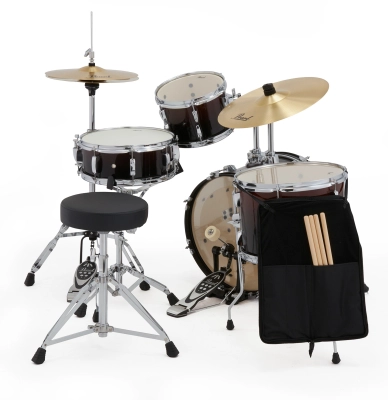 Roadshow Complete Drum Kit (18,10,14,SD) with Hardware and Cymbals - Garnet Red