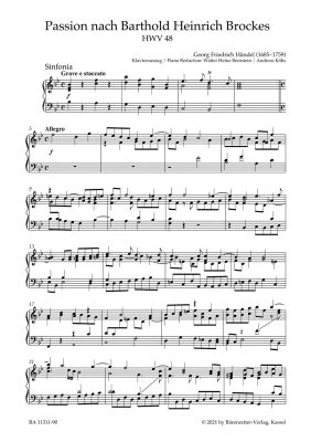 Passion nach Barthold Heinrich Brockes HWV 48 - Handel/Schroeder - Vocal Score - Book