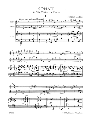 Sonata for Flute, Violin and Piano - Martinu - Score/Parts