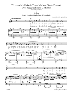 Songs II - Dvorak/Vejvodova - Low Voice/Piano, Singing Score - Book