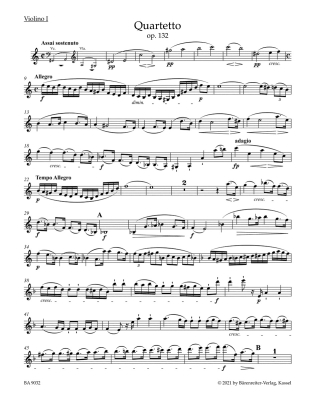 String Quartet in A minor op. 132 - Beethoven/Del Mar - Parts Set