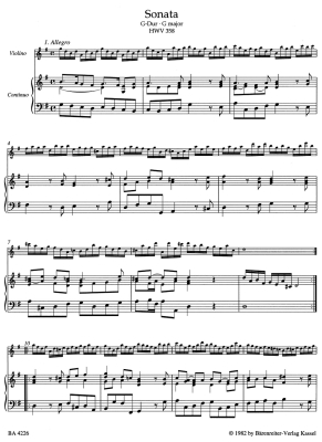 Complete Works - Handel/Best - Violin/Basso Continuo - Score/Parts