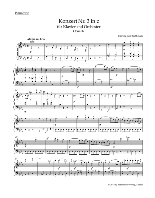 Concerto for Pianoforte and Orchestra no. 3 in C minor op. 37 - Beethoven/Del Mar - Piano/Piano Reduction - Book