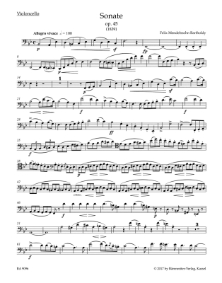 Complete Works for Violoncello and Pianoforte, Volume 1 - Mendelssohn/Todd - Score/Part