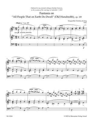 Fantasia on \'\'All People That on Earth Do Dwell\'\' op. 109 -  de Jong - Organ - Book