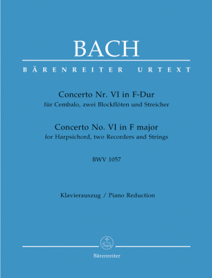 Baerenreiter Verlag - Concerto for Harpsichord, two Recorders and Strings no. 6 in F major BWV 1057 - Bach/Breig - Piano/Piano Reduction (2 Pianos, 4 Hands)