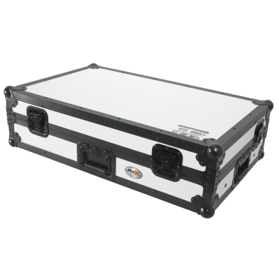 Flight Style Road Case for Pioneer DDJ-FLX10 DJ Controller with Laptop Shelf, 1U Rack Space, and Wheels - White/Black