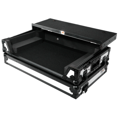Flight Style Road Case for Pioneer DDJ-FLX10 DJ Controller with Laptop Shelf, 1U Rack Space, and Wheels - White/Black