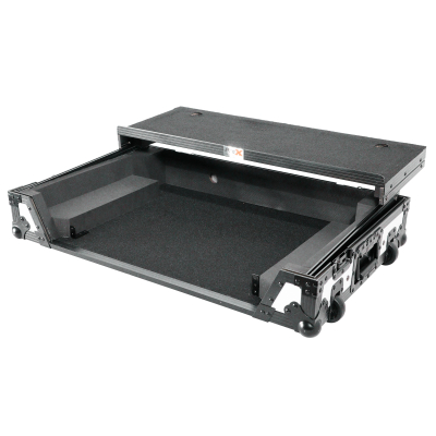 Flight Style Road Case for Pioneer DDJ-FLX10 DJ Controller with Laptop Shelf, 1U Rack Space, and Wheels - White/Black
