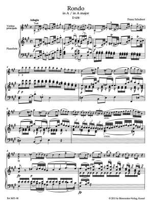 Rondo for Violin and Strings in A major D 438 - Schubert/Kube - Violin/Piano Reduction - Parts