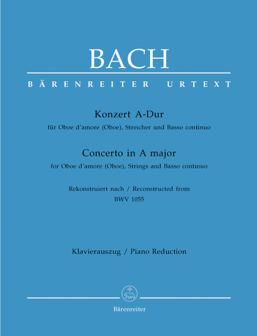 Concerto for Oboe d\'amore (Oboe), Strings and Basso continuo in A major - Bach/Fischer - Oboe/Piano Reduction - Book