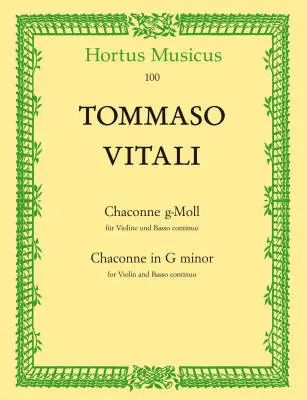 Baerenreiter Verlag - Chaconne for Violin and Bc in G Minor - Vitali - Performance Score, Part - Violin, Basso Continuo