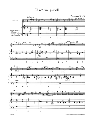 Chaconne in G minor - Vitali/Hellmann - Violin/Basso Continuo - Score/Part