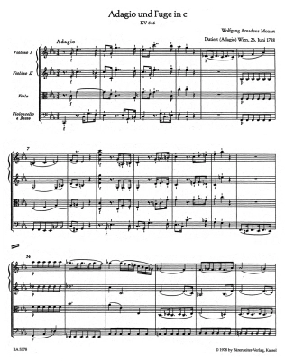 Adagio and Fugue for Strings in C minor K. 546 - Mozart/Plath - Score/Parts