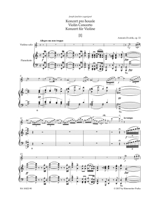 Concerto for Violin and Orchestra in A minor op. 53 - Dvorak/Cividini - Violin/Piano Reduction - Book