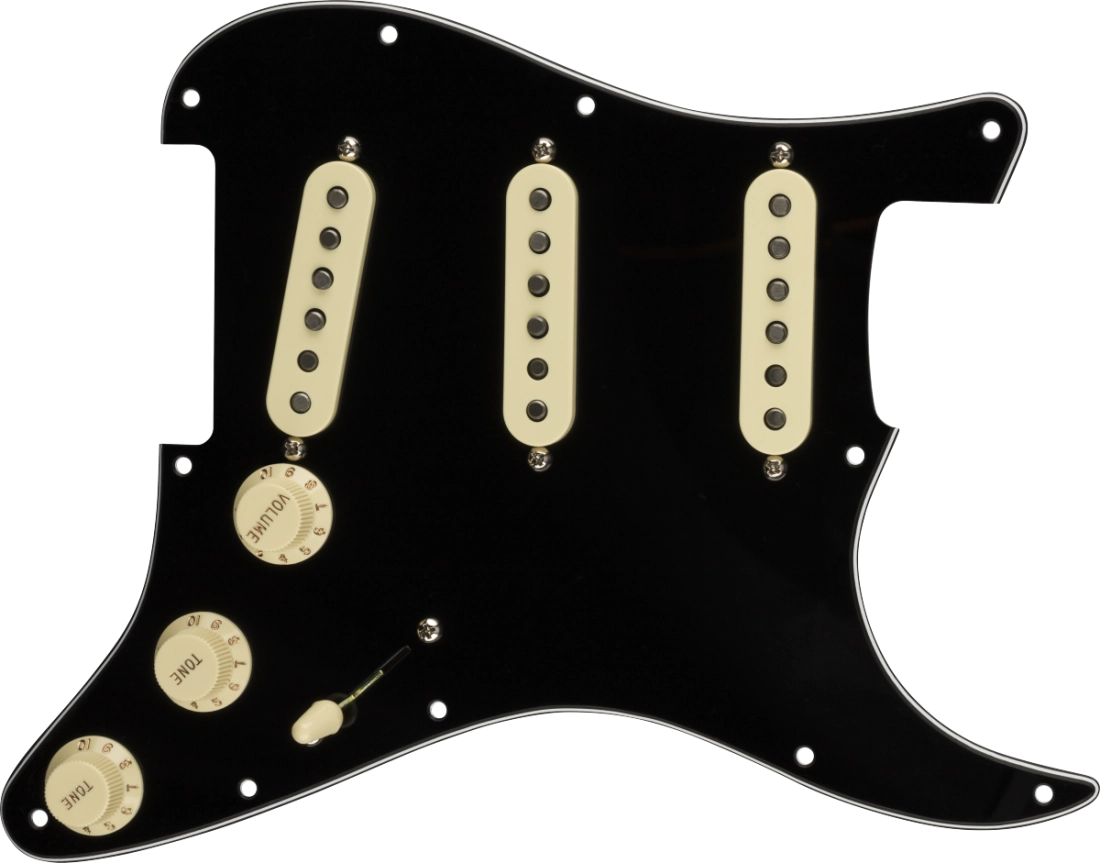 Pre-Wired Strat Pickguard, Original \'57/\'62 SSS, 11 Hole PG - Black