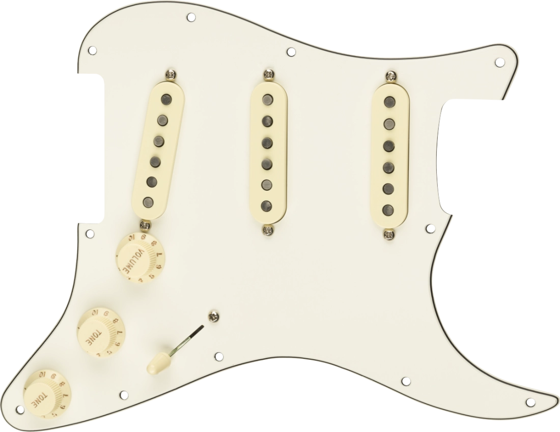 Pre-Wired Strat Pickguard, Custom Shop Custom \'69 SSS, 11 Hole - Parchment