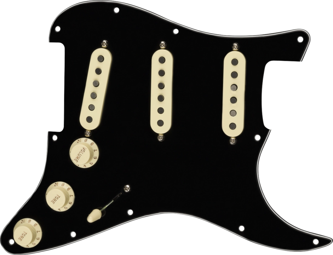 Pre-Wired Strat Pickguard, Tex-Mex SSS, 11 Hole - Black