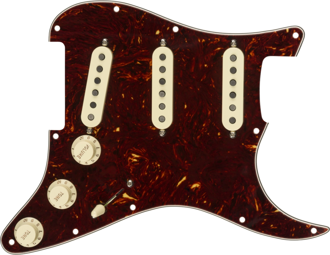 Pre-Wired Strat Pickguard, Tex-Mex SSS, 11 Hole - Tortoise Shell