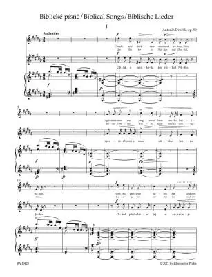 Biblical Songs High Voice Op. 99 - Dvorak - Singing Score, Urtext Edition - High Voice, Piano