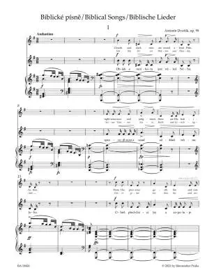 Biblical Songs Low Voice Op. 99 - Dvorak - Singing Score, Urtext Edition - Low Voice, Piano