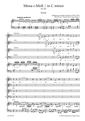 Missa in C minor K. 427 \'\'Great Mass in C minor\'\' - Mozart/Leisinger - Vocal Score - Book