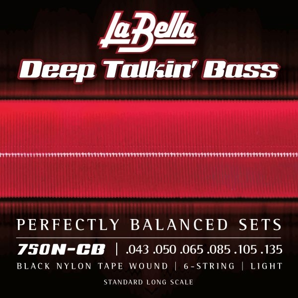 750N-CB Black Nylon Tape Wound Bass Strings, 6-String, Light - 43-135T